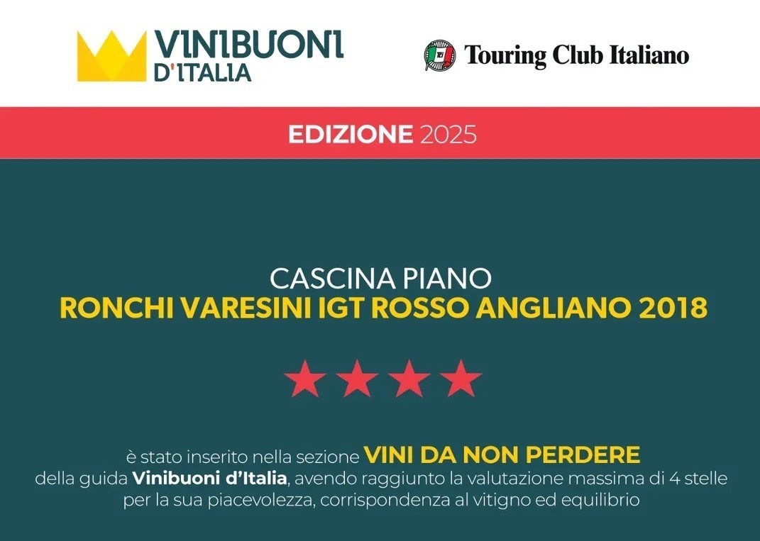 Angliano 2018 ha ottenuto 4 stelle nella guida Vini Buoni d'Italia 2025
